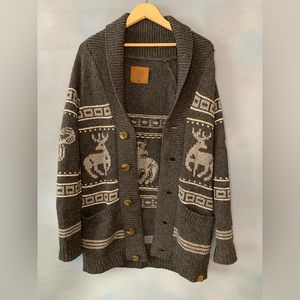 Mens TNA Lambswool Deer Cardigan - Large